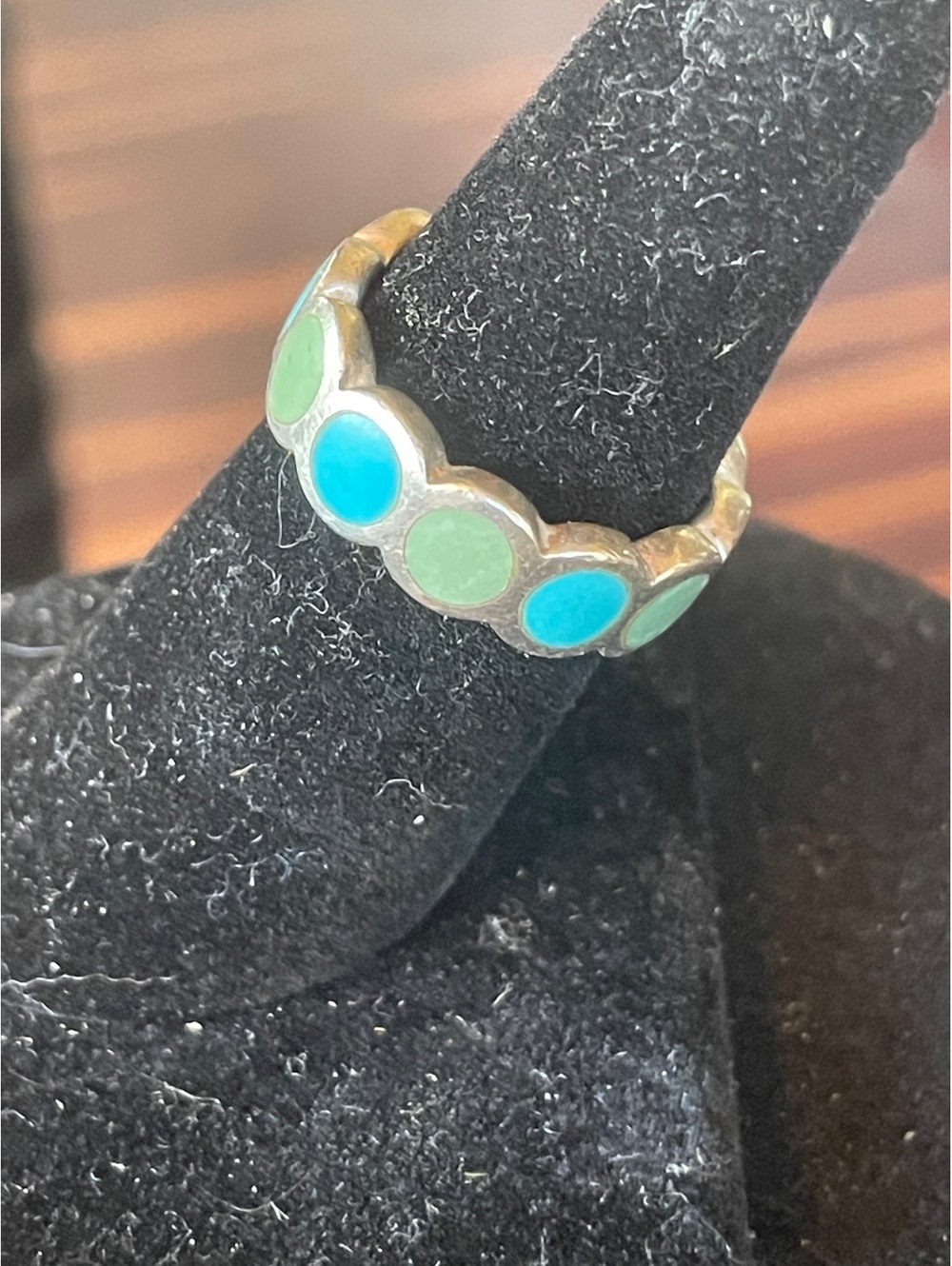 Peyote Bird Designs Sterling Silver and Turquoise Ring. Size 6